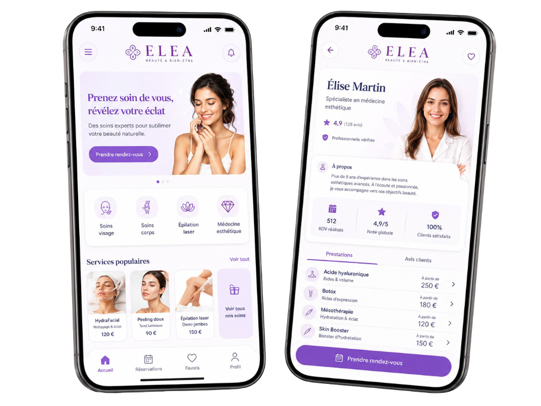 Aperçu de l’application Salon de beauté