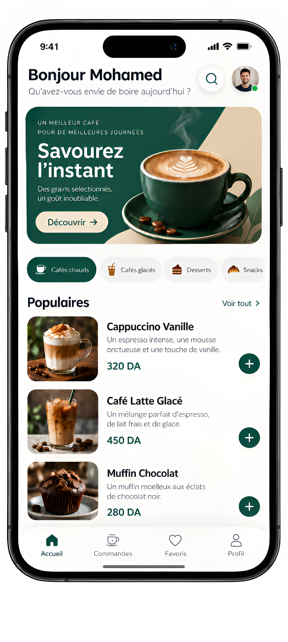 Interface mobile Café