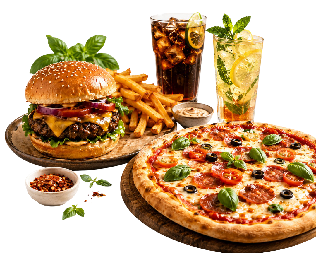 Burger, pizza et boissons Talabati