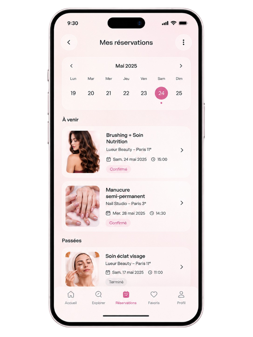 Mes réservations dans l’application My beauty