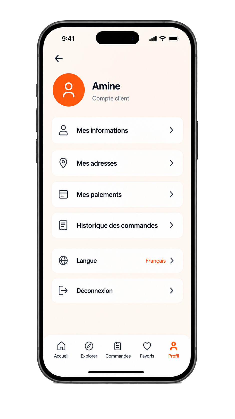 Écran Menu